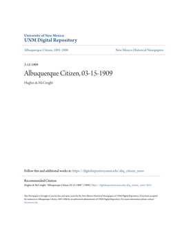 Albuquerque Citizen, 03-15-1909 Hughes & Mccreight