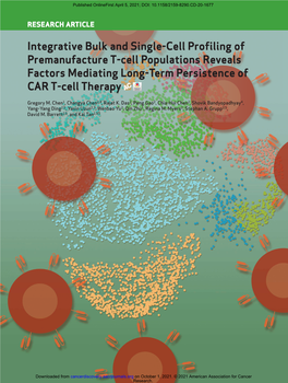 Integrative Bulk and Single-Cell Profiling of Premanufacture T-Cell Populations Reveals Factors Mediating Long-Term Persistence of CAR T-Cell Therapy
