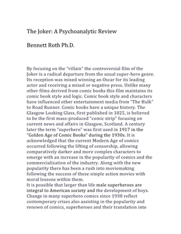 The Joker: a Psychoanalytic Review