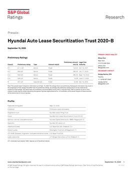 Hyundai Auto Lease Securitization Trust 2020-B