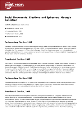 Social Movements, Elections and Ephemera: Georgia Collection