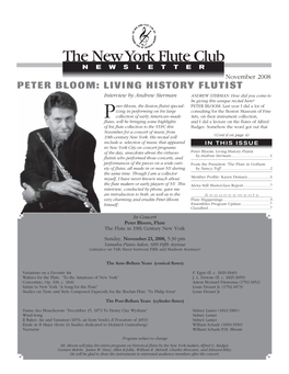 Peter Bloom: Living History Flutist