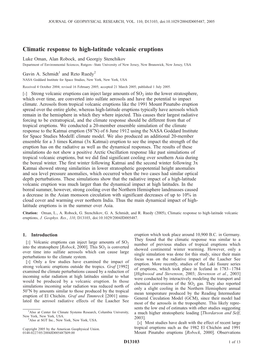 Climatic Response to High-Latitude Volcanic Eruptions