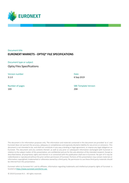 Euronext Markets - Optiq® File Specifications