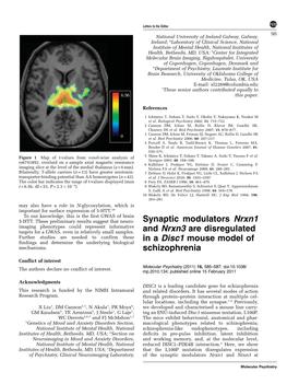 Synaptic Modulators Nrxn1 and Nrxn3 Are Disregulated in a Disc1 Mouse