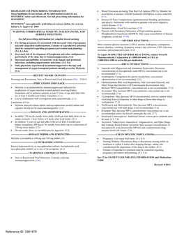 Mycophenolic Acid) Delayed-Release Tablets, for Oral Use System Disease