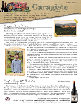 Garagiste Vaughn Duffy Wines November