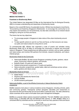 MEDIA FACTSHEET C Factsheet on Biodiversity Week the United