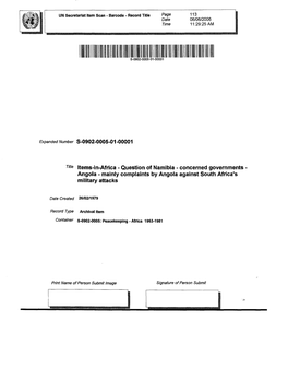 Concerned Governments Angola - Mainly Complaints by Angola Against South Africa's Military Attacks