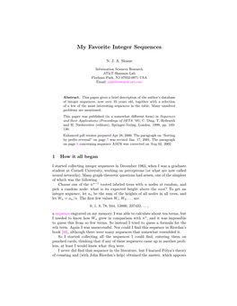 My Favorite Integer Sequences