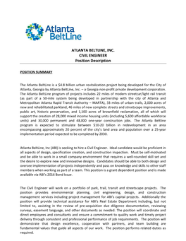 ATLANTA BELTLINE, INC. CIVIL ENGINEER Position Description