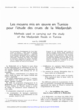 Étude Des Crues De La Medjerdah