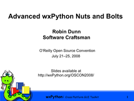 Advanced Wxpython Nuts and Bolts Robin Dunn O'reilly Open