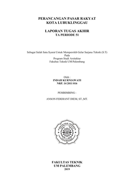 Perancangan Pasar Rakyat Kota Lubuklinggau Laporan Tugas Akhir