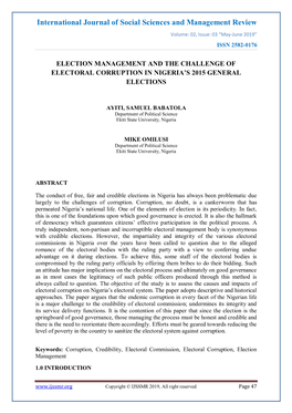 International Journal of Social Sciences and Management Review