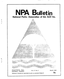 NPA Bulletin National Parks Association of the ACT Inc