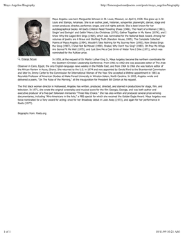 Maya Angelou Biography