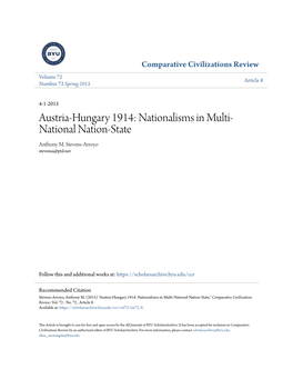 Austria-Hungary 1914: Nationalisms in Multi- National Nation-State Anthony M