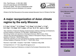 Early Miocene Asian Monsoon