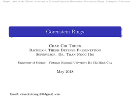 Gorenstein Rings Examples References