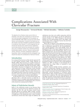 Complications Associated with Clavicular Fracture