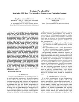 Trust Me, I'm a Root CA! Analyzing SSL Root Cas in Modern Browsers