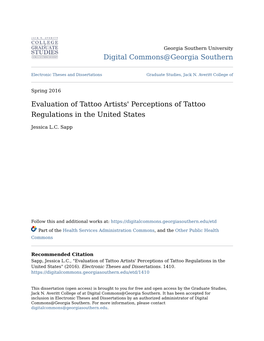 Evaluation of Tattoo Artists' Perceptions of Tattoo Regulations in the United States