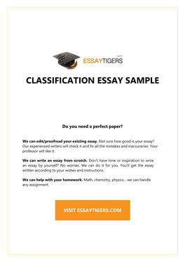 Classification Essay Sample