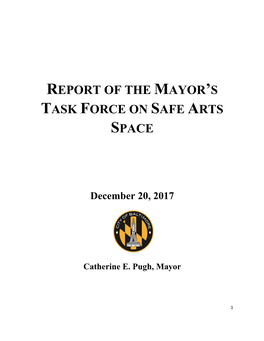 Report of the Mayor's Task Force on Safe Arts Space