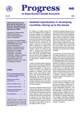 Assisted Reproduction in Developing Countries—Facing up to the Issues