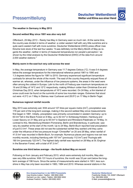 The Weather in Germany in May 2013 Second Wettest May Since