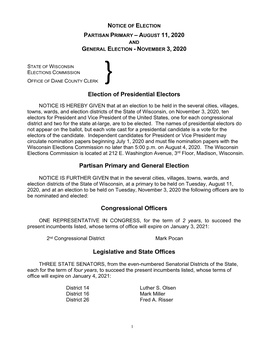 Offices to Be Elected at 1999 Spring Election