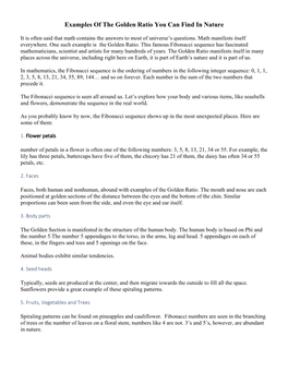 Examples of the Golden Ratio You Can Find in Nature