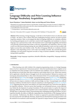Language Difficulty and Prior Learning Influence Foreign Vocabulary Acquisition