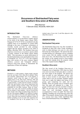 Occurrence of Red-Backed Fairy-Wren and Southern Emu-Wren at Warakeila