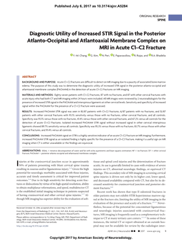 Diagnostic Utility of Increased STIR Signal in the Posterior Atlanto-Occipital and Atlantoaxial Membrane Complex on MRI in Acute C1–C2 Fracture