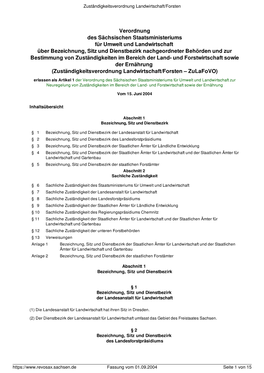 Verordnung Des Sächsischen Staatsministeriums Für Umwelt Und Landwirtschaft Über Bezeichnung, Sitz Und Dienstbezirk Nachgeord