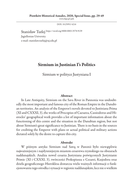 Sirmium in Justinian I's Politics