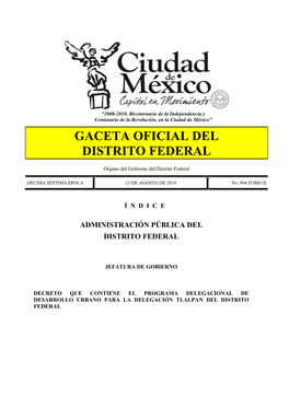 Programa Delegacional De Desarrollo Urbano Para La Delegación Tlalpan Del Distrito Federal