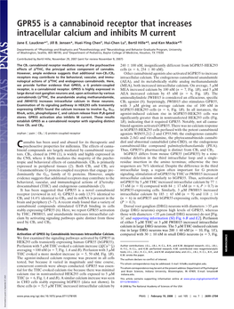 GPR55 Is a Cannabinoid Receptor That Increases Intracellular Calcium and Inhibits M Current