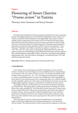 Flowering of Sweet Cherries “Prunus Avium” in Tunisia Thouraya Azizi-Gannouni and Youssef Ammari