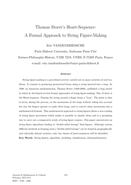 Thomas Storer's Heart-Sequence: a Formal Approach to String Figure