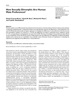 How Sexually Dimorphic Are Human Mate Preferences?