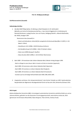 Publikationsliste Wolfgang Sandberger (Stand März 2021)