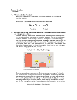 Enzyme Review Sheet