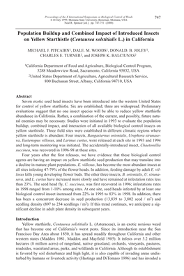 Population Buildup and Combined Impact of Introduced Insects on Yellow Starthistle (Centaurea Solstitialis L.) in California