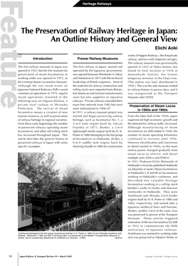 The Preservation of Railway Heritage in Japan: an Outline History and General View Eiichi Aoki