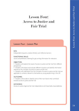 Lesson Four: Access to Justice and Fair Trial