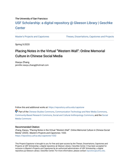 Placing Notes in the Virtual “Western Wall”: Online Memorial Culture in Chinese Social Media