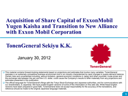 January 29, 2012 Presentation on Acquisition of Share Capital Of